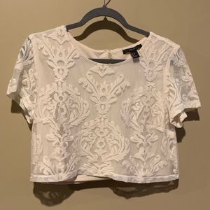 Lace embroidered cropped top